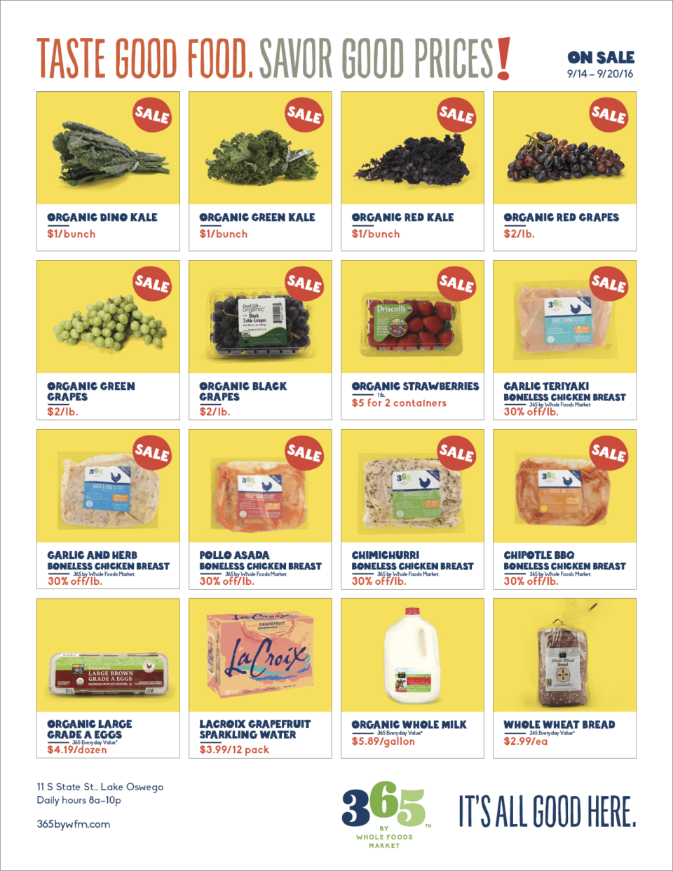 Weekly sales circular for 365 by Whole Foods Market